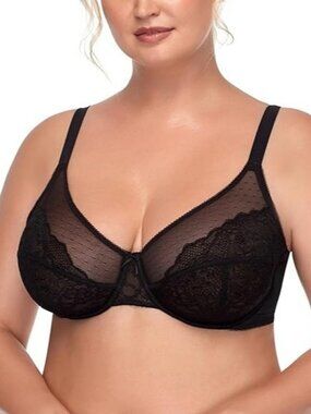 HSIA Women's Enchante Unlined Lace Underwire Bra CN6 Black Size 40C NEW